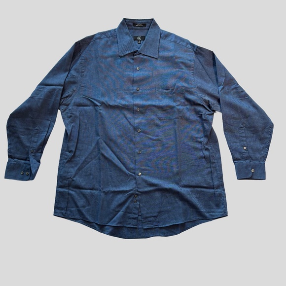 CALVIN KLEIN | BLUE | LONG SLEEVE | BUTTON UP | SIZE: XL | EXCELLENT CONDITION - Picture 1 of 4